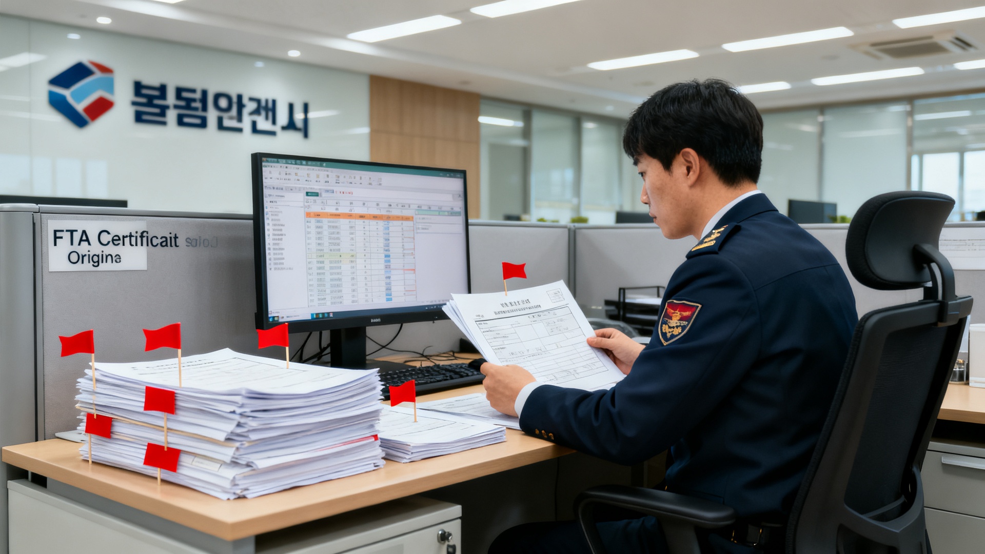 FTA 원산지증명서와 통관 서류를 검토하는 실무 현장 - 물류비 절감