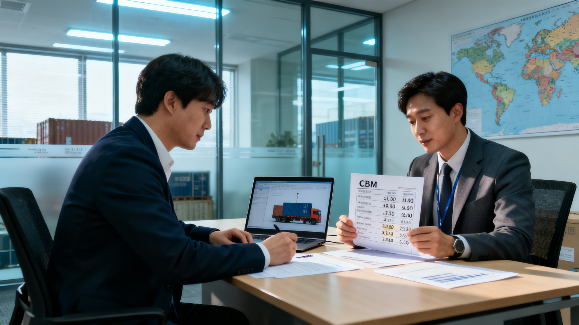 CBM 기준 견적 상담 현장 - CBM 계산